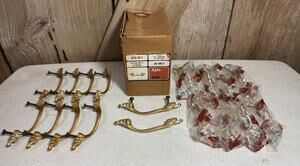18 Vintage SCOVILL MCM Handles AJAX 989 Cabinet Drawer Door Pull White & Gold